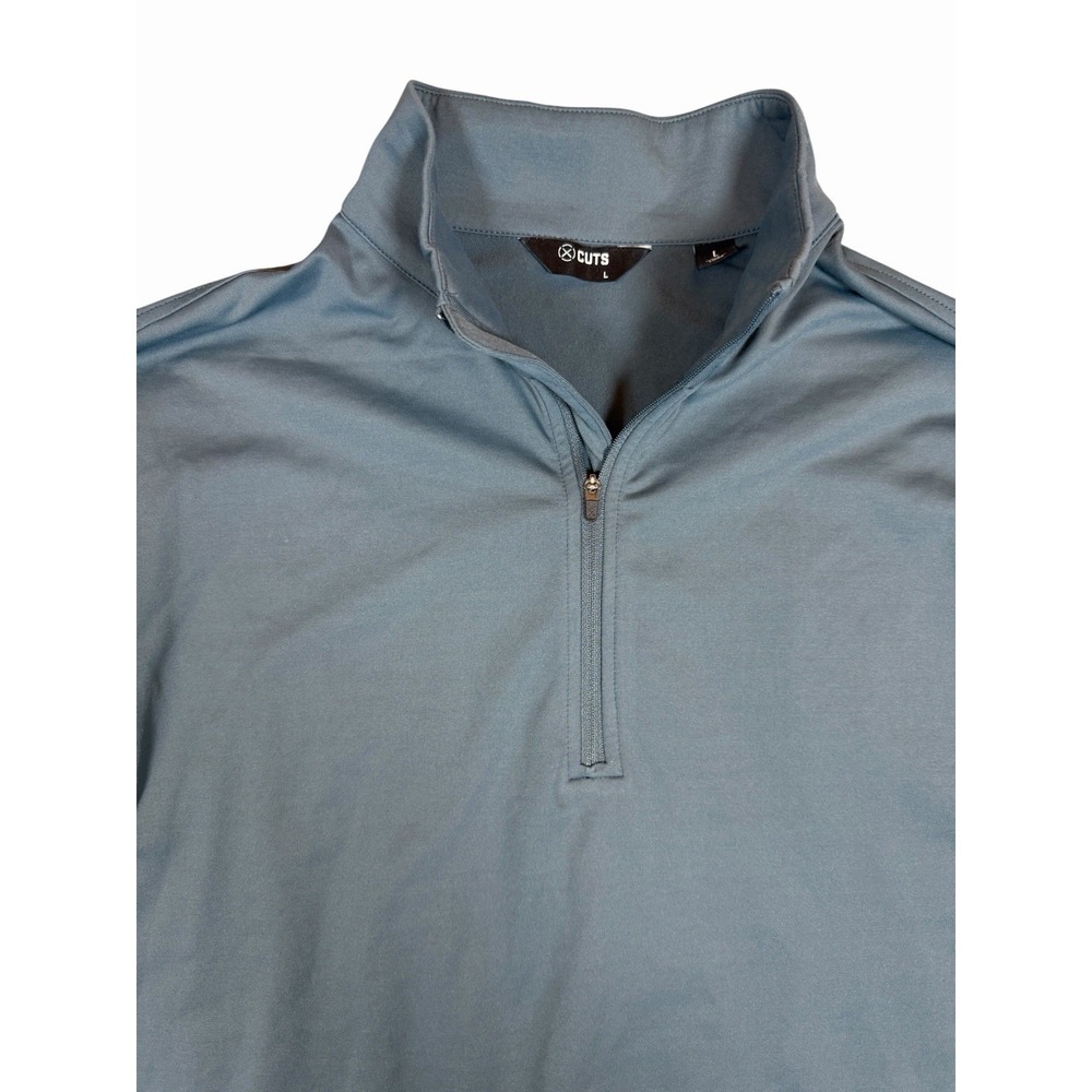 Cuts Clothing Mens L Blue Quarter Zip Pullover Performance Stretch Long Sleeve